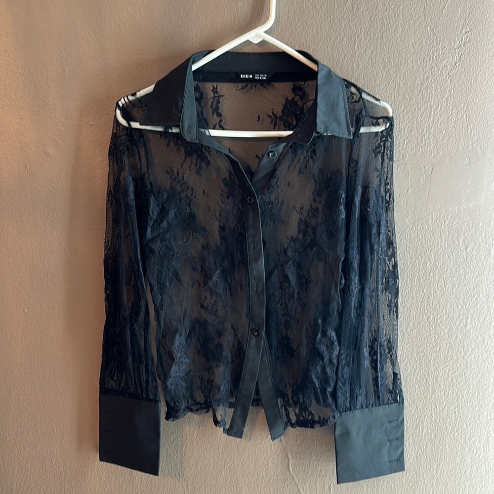 Lace Button Down Blouse, size S